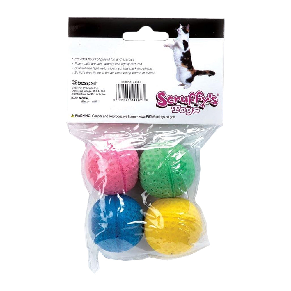 Scruffys Multicolor Sponge Balls Cat Toy Large 4 Count