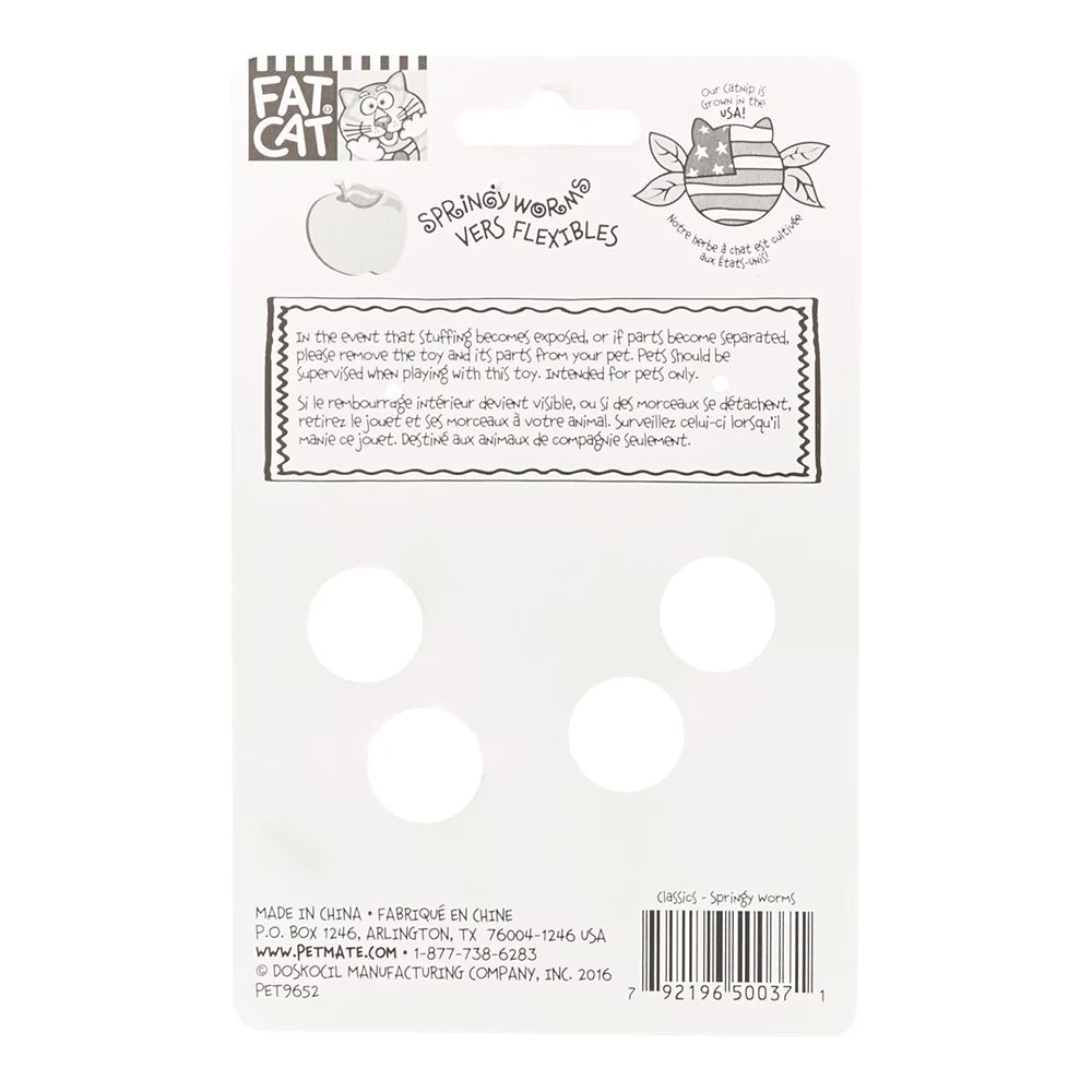 Fat Cat Classic Springy Worms Catnip Toy Assorted 2 Count