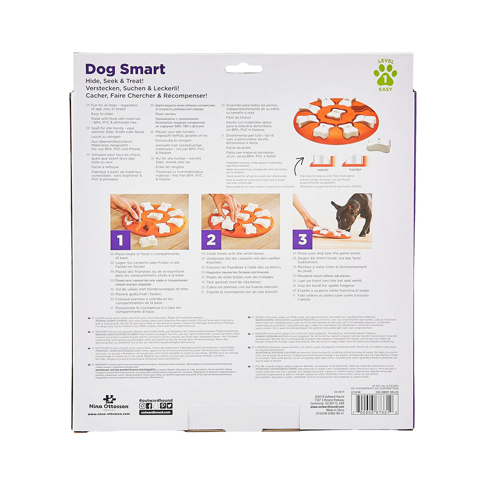 Nina Ottosson Smart Interactive Dog Toy Orange White 10.63-in