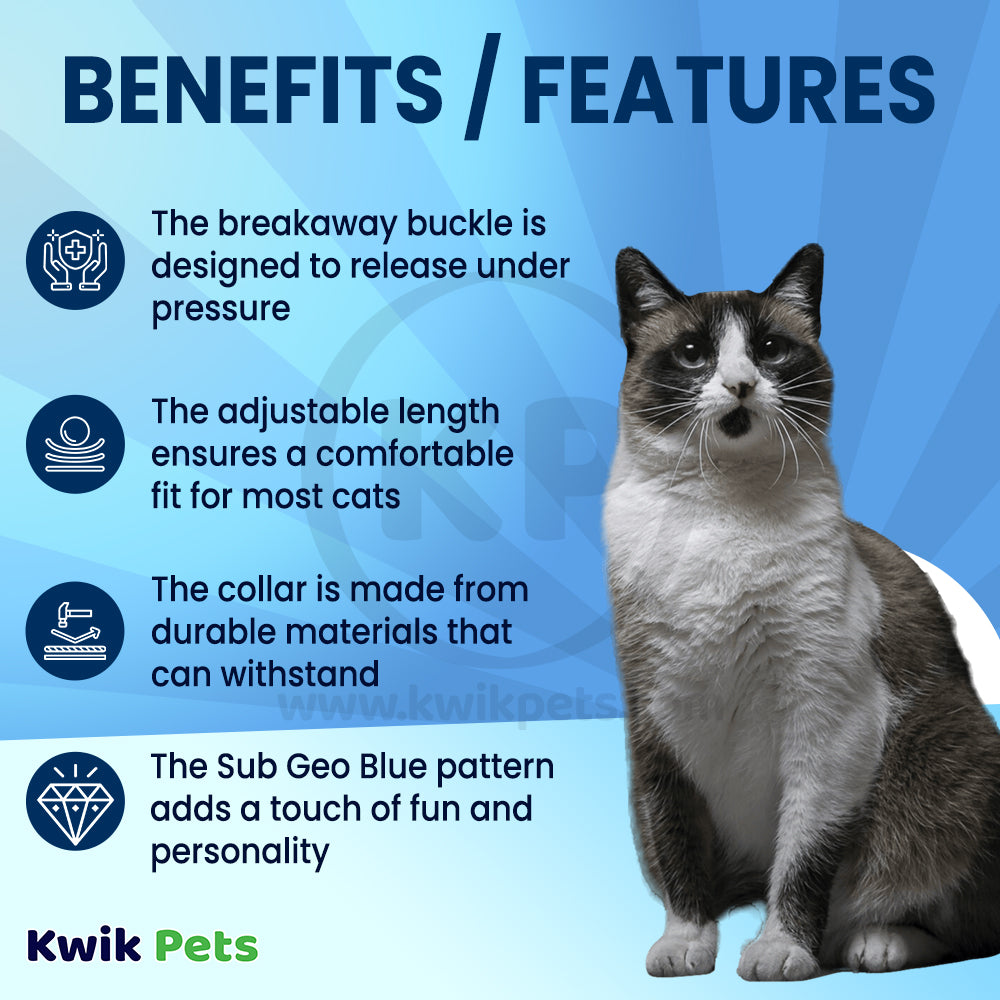 Aspen Pet Breakaway Fashion Collar 3/8" X 8-12" Sub Geo Blue