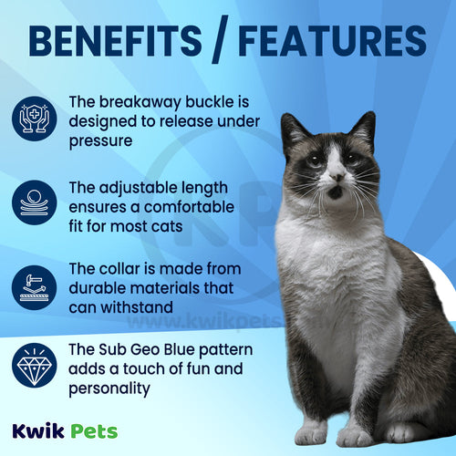 Aspen Pet Breakaway Fashion Collar 3/8" X 8-12" Sub Geo Blue