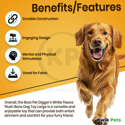 Boss Pet Digger's Multicolored Shaggy Plush Dog Toy Large