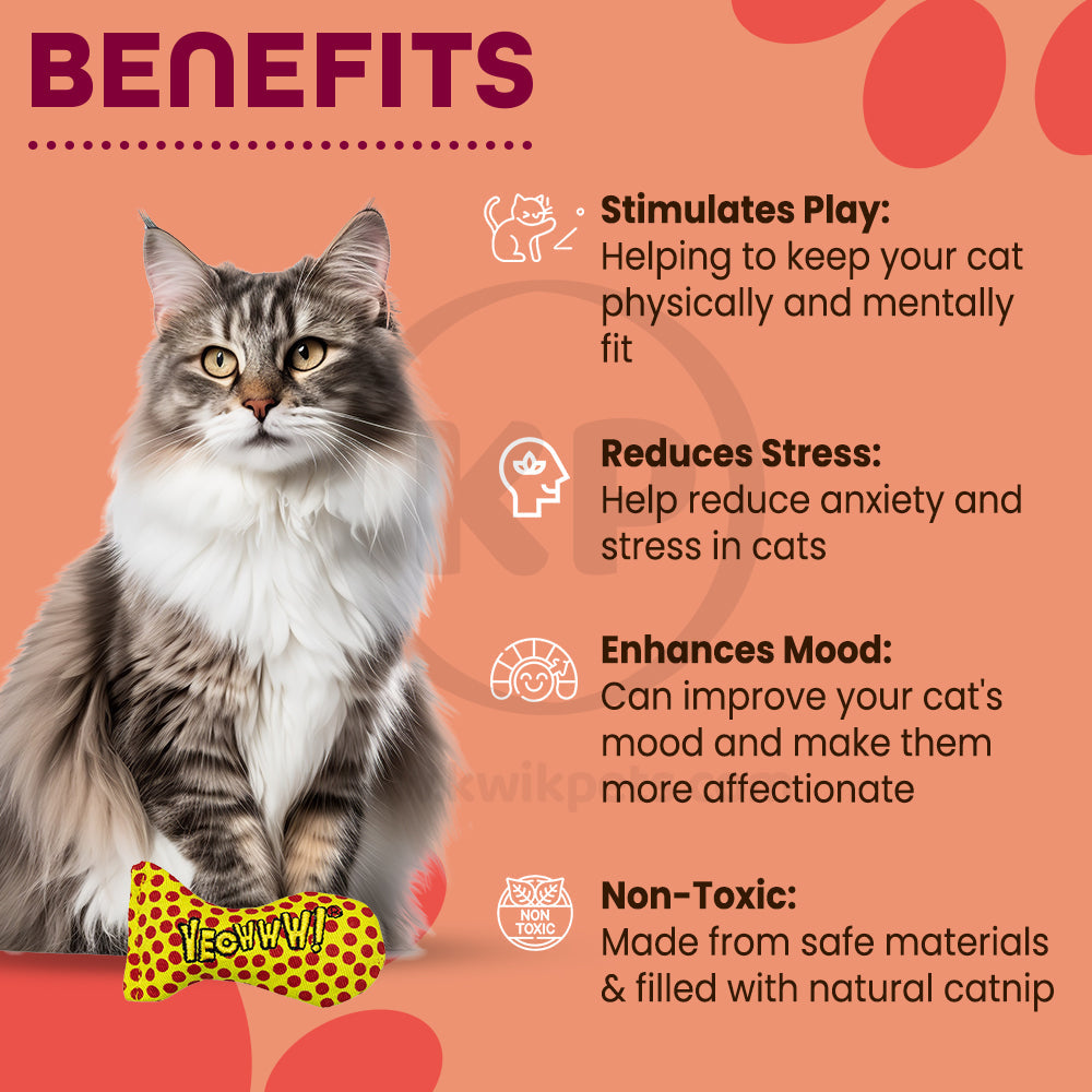 Yeowww! Stinkies Sardines Catnip Cat Toy Yellow & Red 3-in