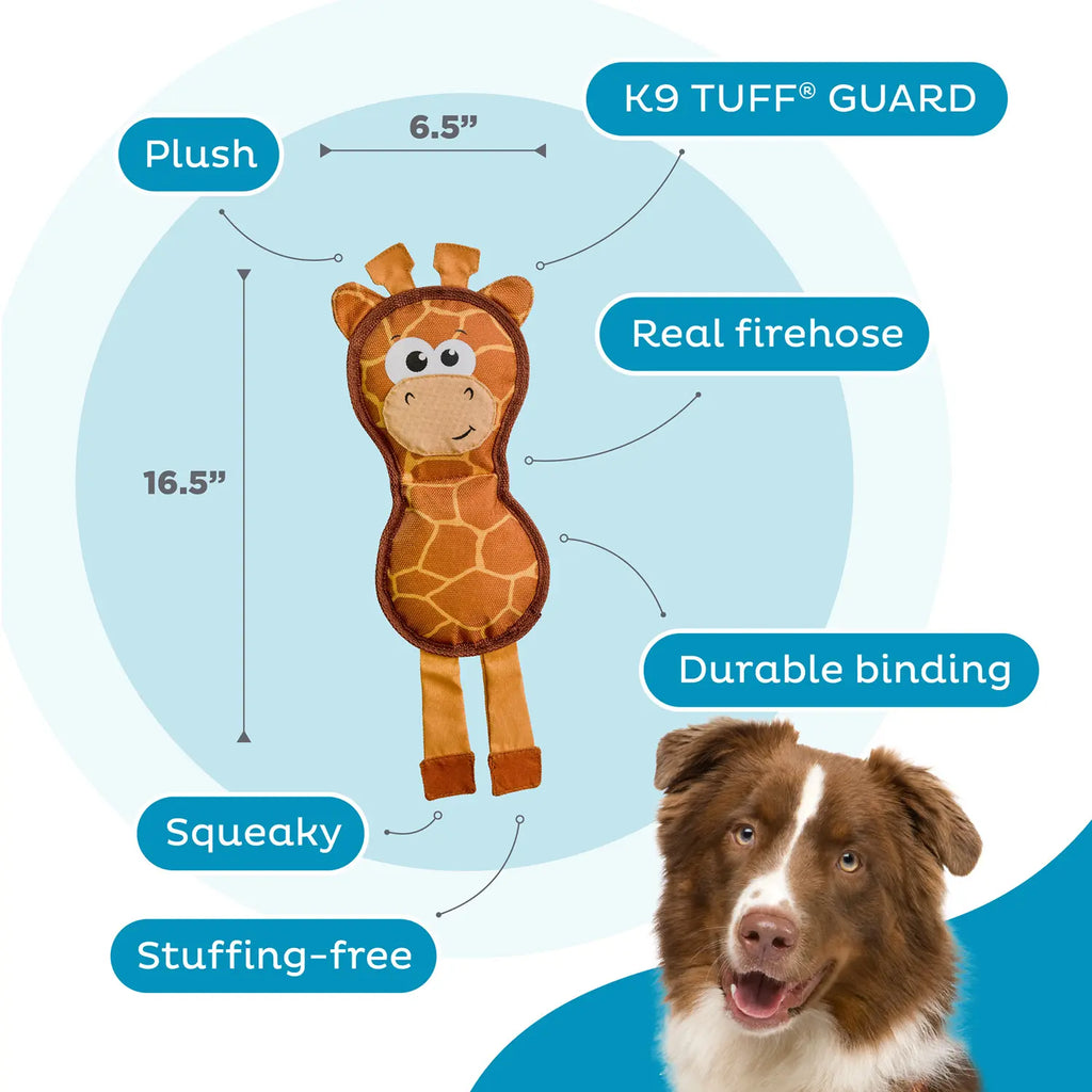 Outward Hound Fire Biterz Giraffe Firehose Plush Dog Toy Brown Medium
