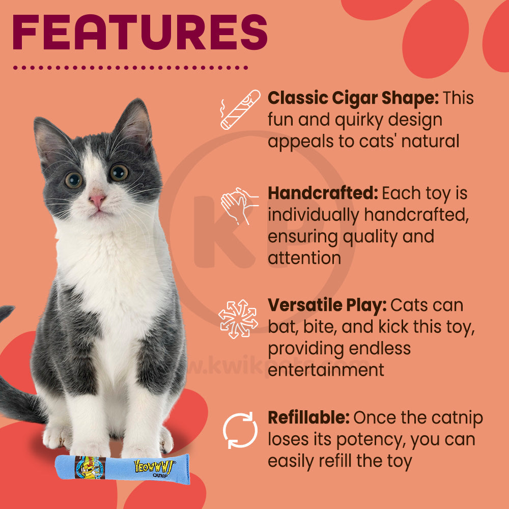 Yeowww! Big Baby Cigars Catnip Cat Toy Blue 7-in