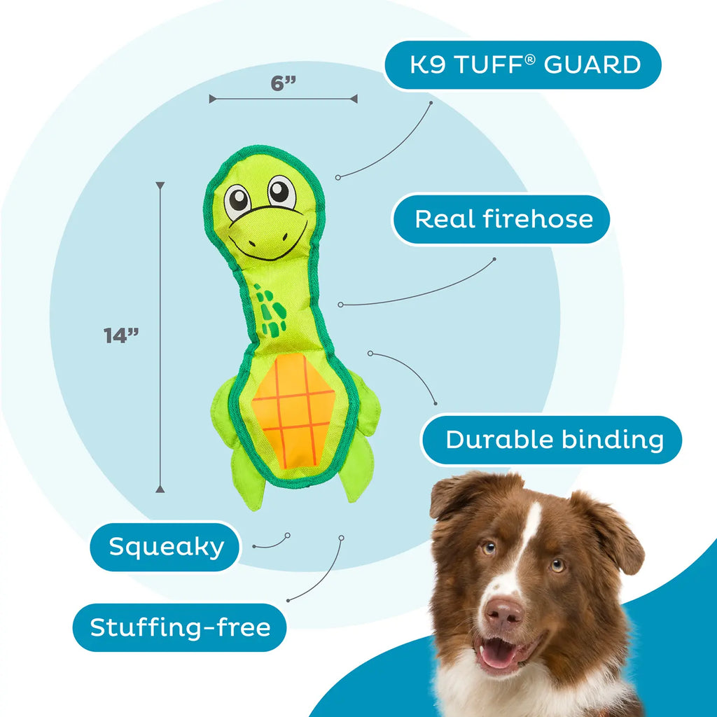 Outward Hound Fire Biterz Turtle Plush Interactive Dog Toy Green Medium