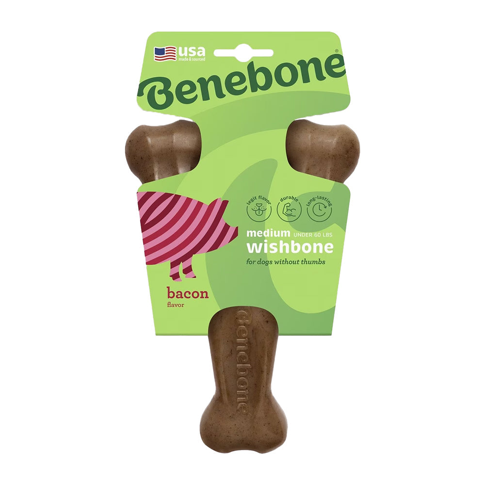 Benebone Wishbone Dog Chew Toy Bacon Medium