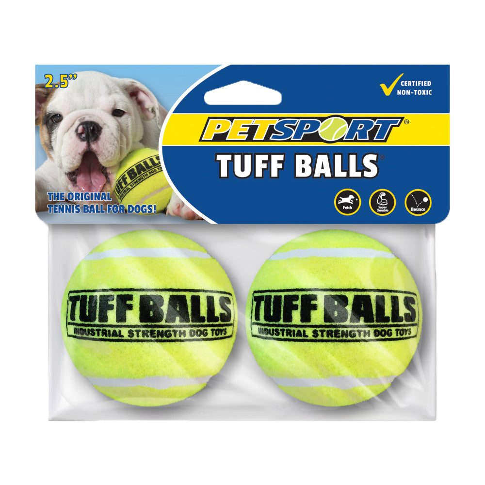 Petsport USA Tuff Ball Dog Toy Yellow 2 Count 2.5-in