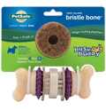 Busy Buddy Bristle Bone Treat-Dispensing Dog Chew Toy with Refillable Rawhide Treats Multicolor Small