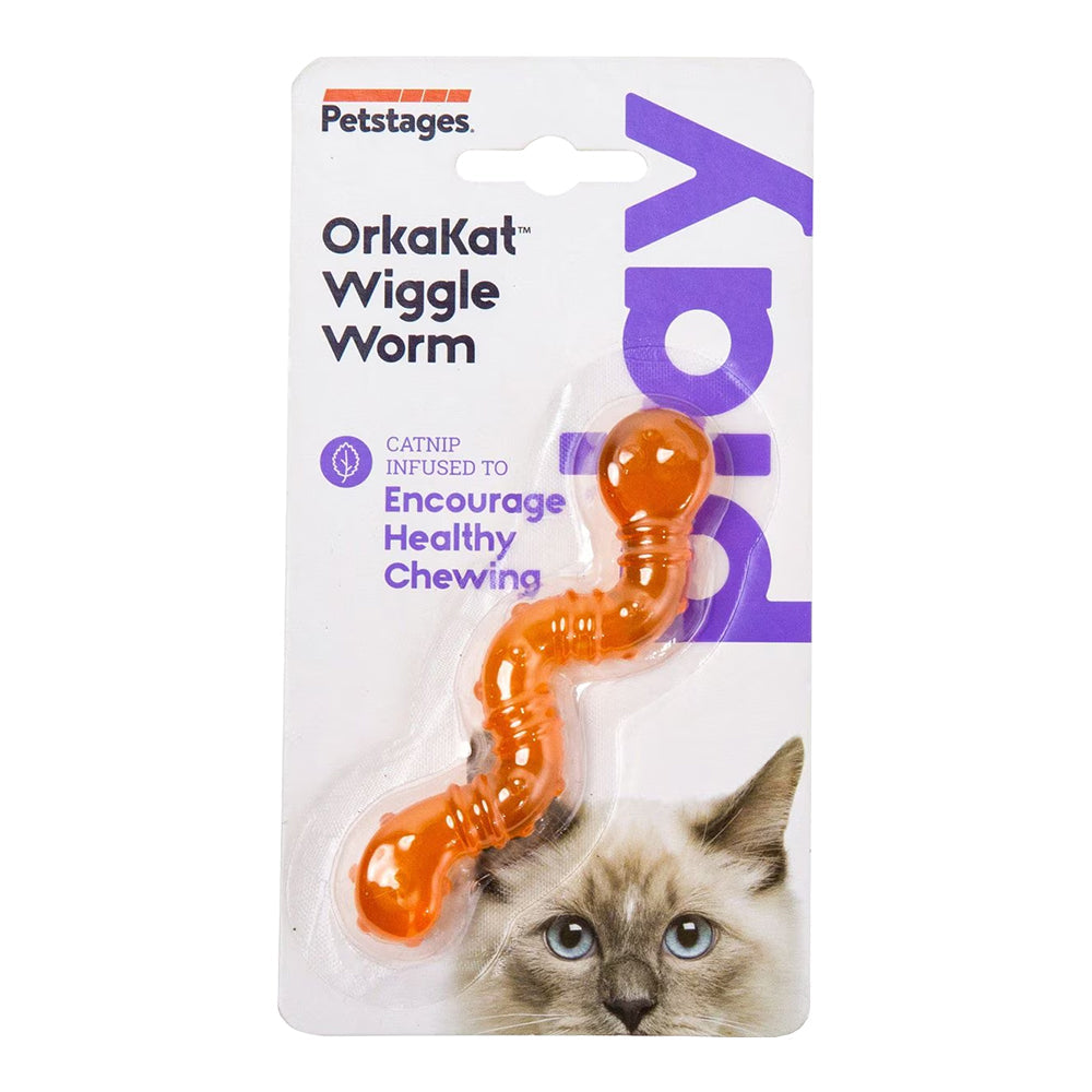 Petstages ORKAKat Catnip Infused Wiggle Worm Cat Toy Orange One Size