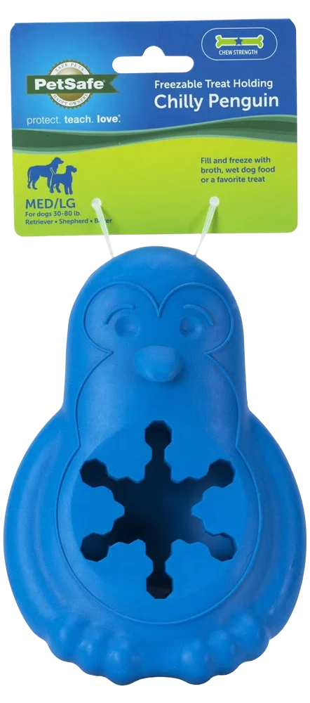 Busy Buddy Chilly Penguin Freezable Treat Holding Dog Toy Blue Medium/Large