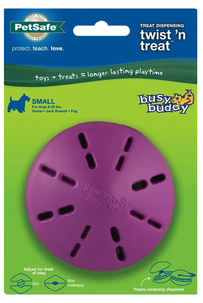 Busy Buddy Twist 'n Treat Treat-Dispensing Dog Toy Purple Small