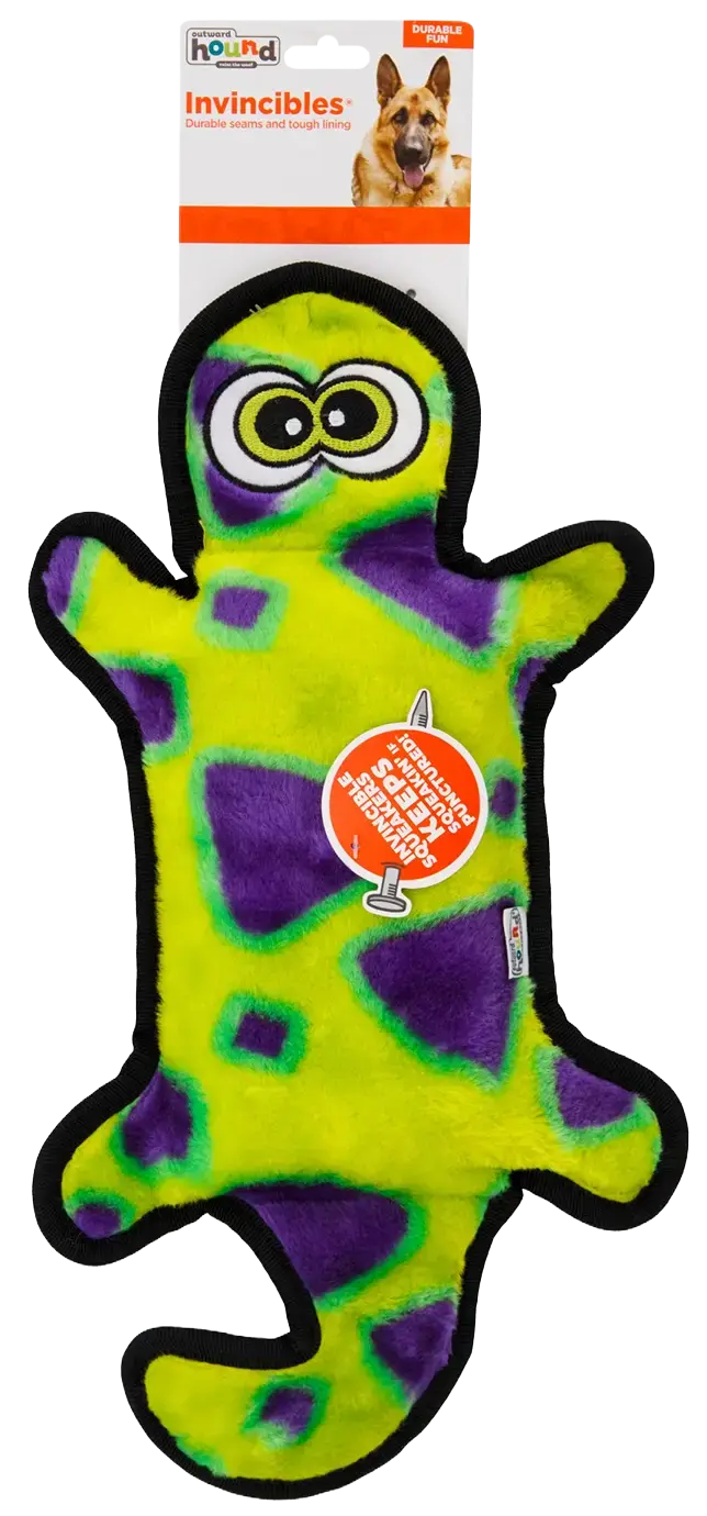 Outward Hound Invincibles Durablez Gecko Dog Toy Yellow & Green Large