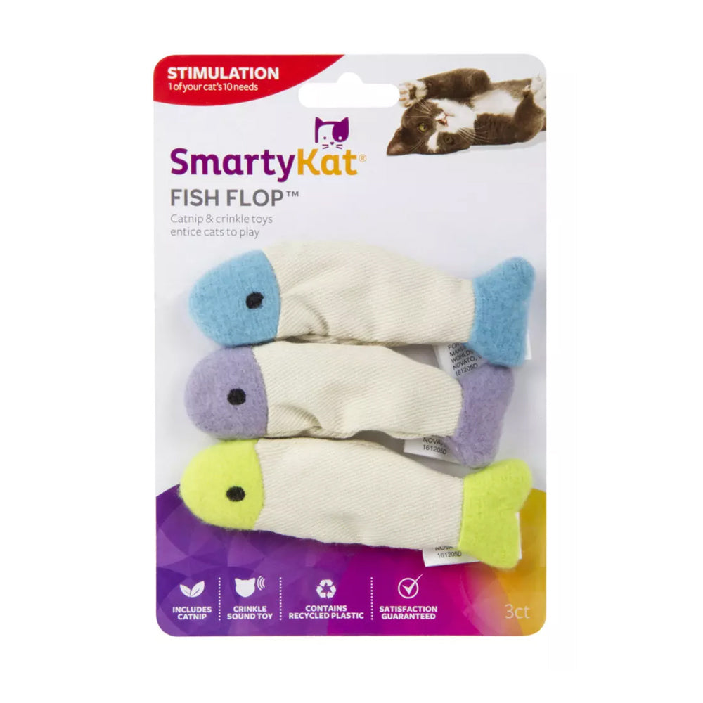 SmartyKat Fish Flop Crinkle Plush Catnip Toy Multicolor 3 Count