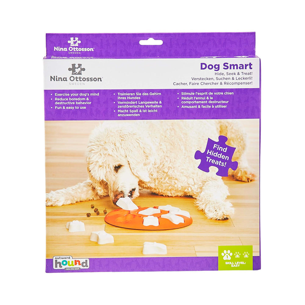 Nina Ottosson Smart Interactive Dog Toy Orange White 10.63-in