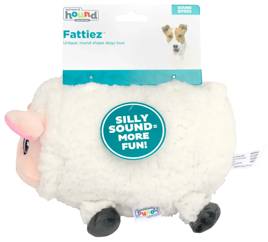 Outward Hound Fattiez Sheep Plush Dog Toy White Medium