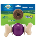 Busy Buddy Bouncy Bone Treat-Dispensing Dog Chew Toy with Refillable Rawhide Treats Multicolor Medium
