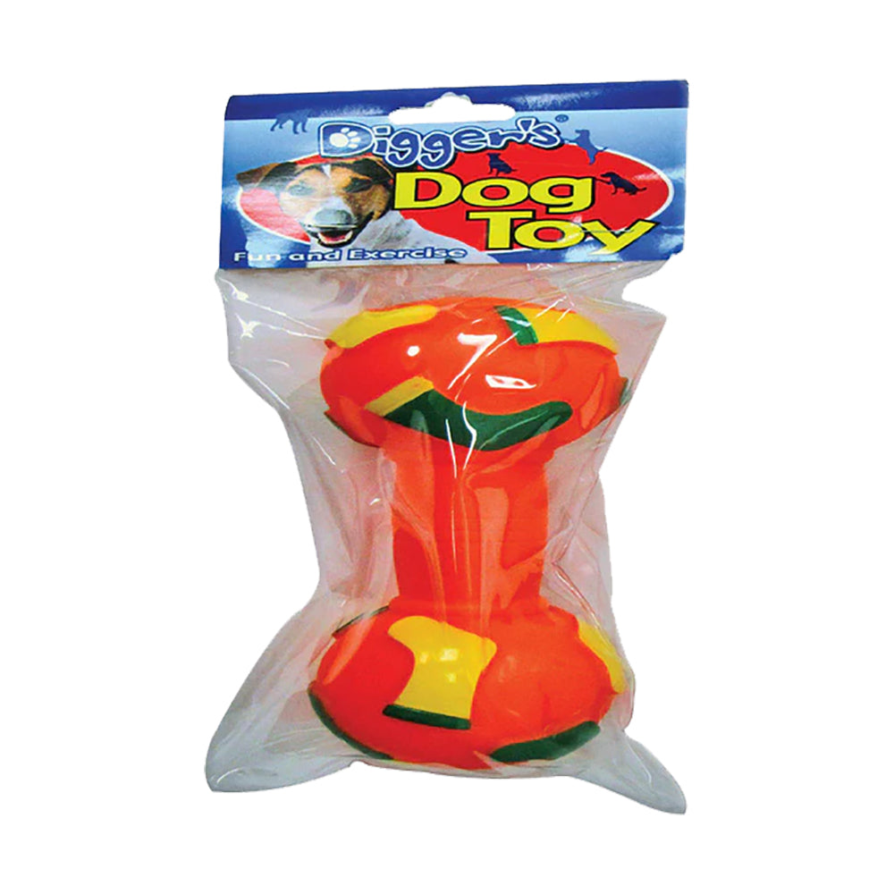 Boss Pet Digger's Multicolored Vinyl Dumbell Chew Dog Toy Large