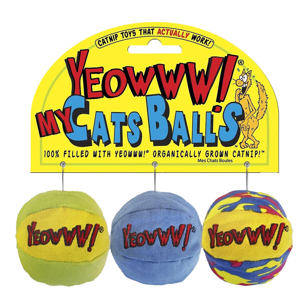 Yeowww! My Cats Balls Catnip Toy Multicolor 3 Count 2-in