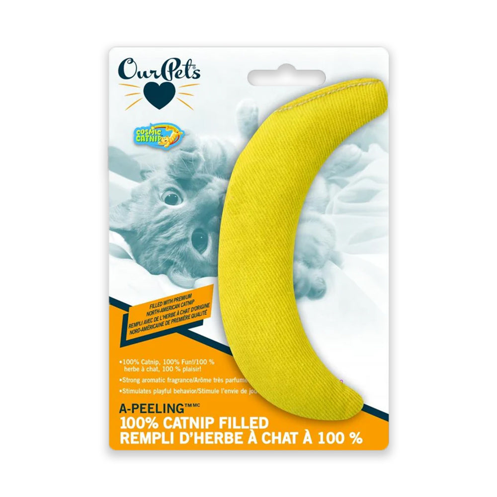 OurPets Cosmic Cat - Banana - A-peeling 100% Catnip Filled Cat Toy Yellow
