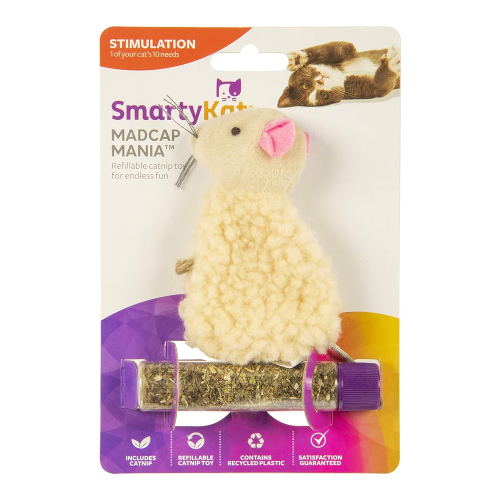 SmartyKat Madcap Mouse Refillable with Catnip Tube Cat Toy Assorted