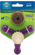 Busy Buddy Jack Treat-Dispensing Dog Chew Toy with Refillable Rawhide Treats Purple & White Small