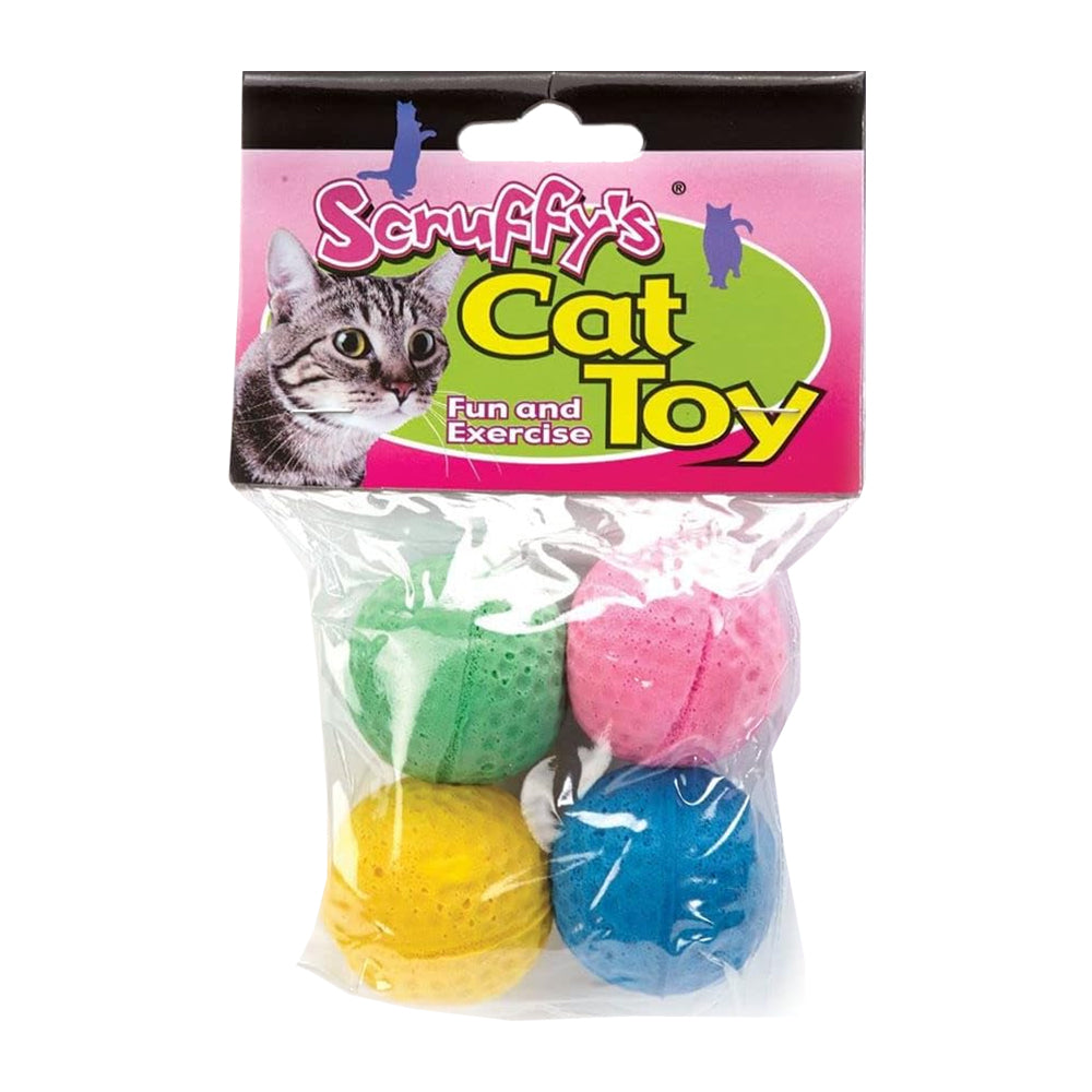 Scruffys Multicolor Sponge Balls Cat Toy Large 4 Count