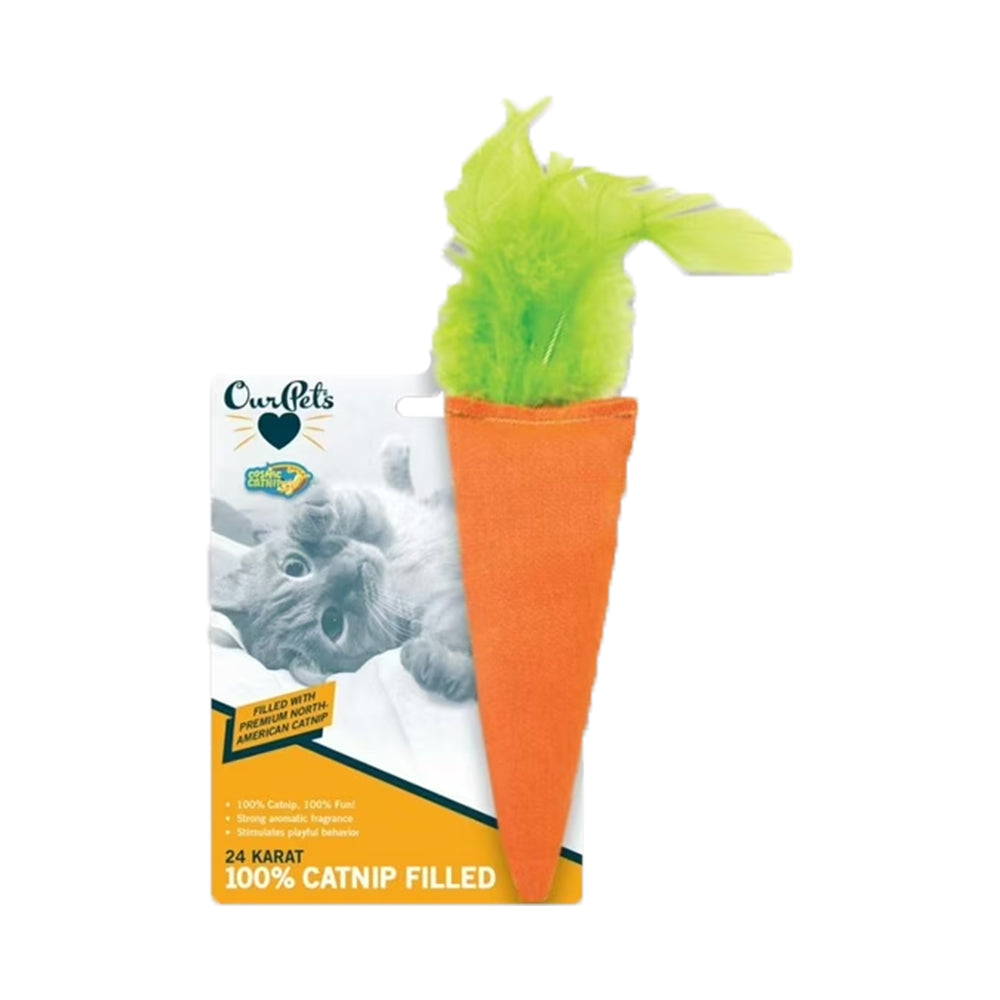 OurPets Cosmic 24 Karat Carrot Catnip Cat Toy Orange & Green