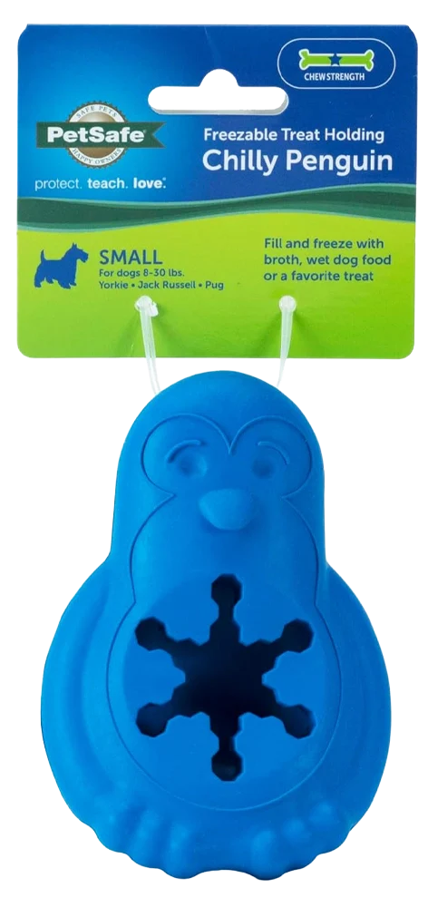 Busy Buddy Chilly Penguin Freezable Treat Holding Dog Toy Blue Small