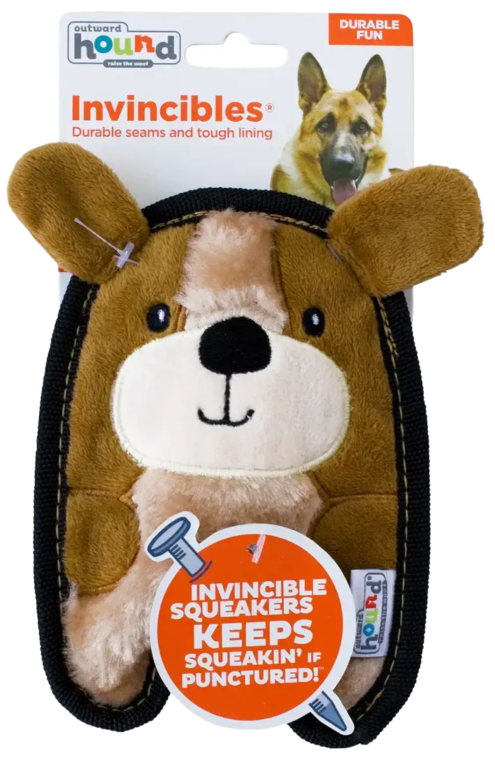 Outward Hound Durablez Puppy Squeaky Plush Dog Toy Brown Extra Small