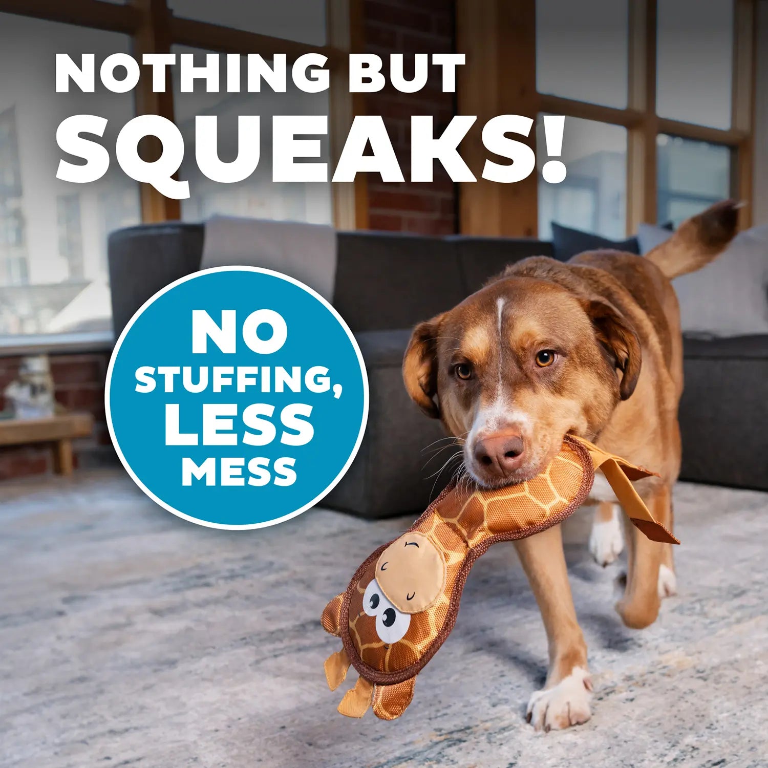 Outward Hound Fire Biterz Giraffe Firehose Plush Dog Toy Brown Medium