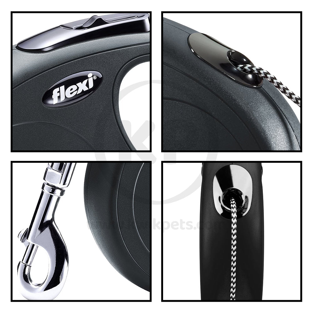 Flexi Classic Nylon Cord Dog Leash Black Large 16-ft Up To 132-lb