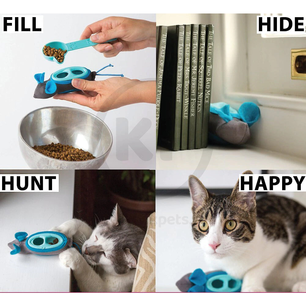 Doc & Phoebe's Indoor Hunting Interactive Cat Feeder Toy Blue & Gray 3 Count