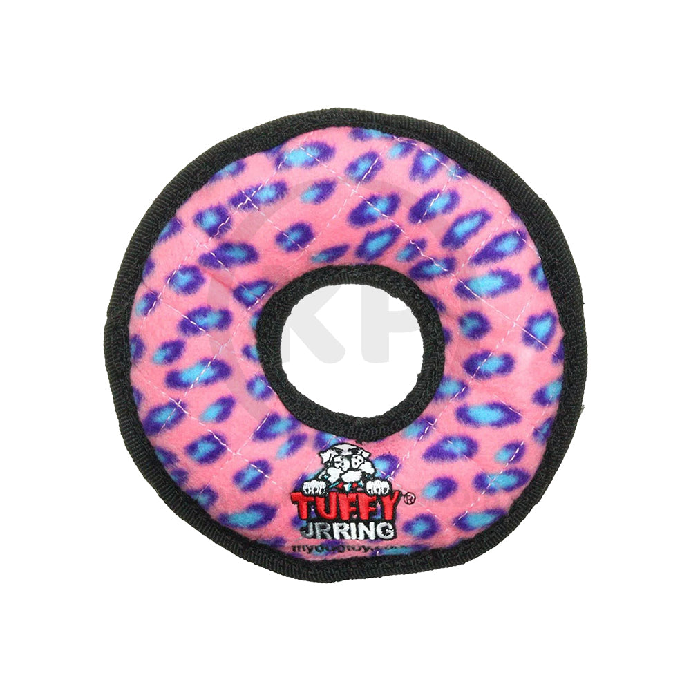 Tuffy Jr Ring Durable Pink Leopard Dog Toy 7-in