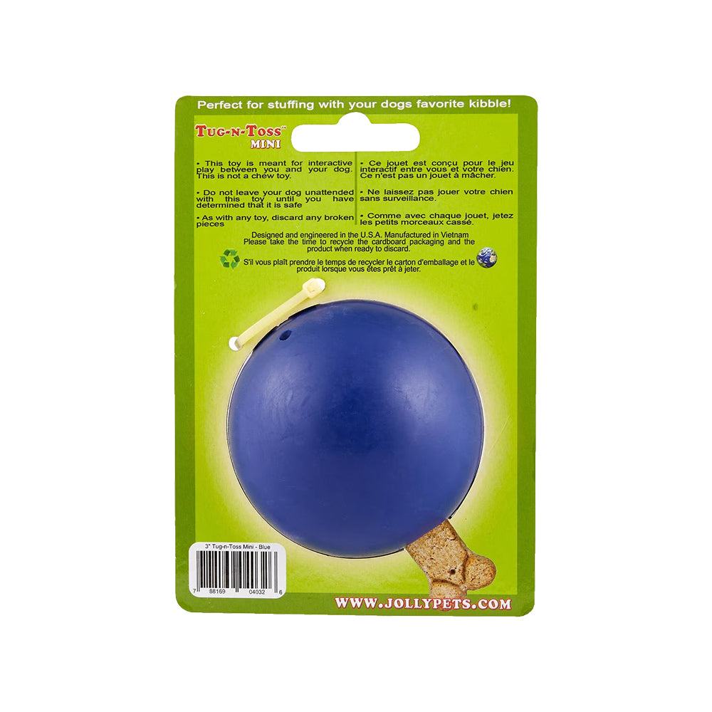 Jolly Pet Tug-n-Toss Mini Dog Toy Blue Small 3-in