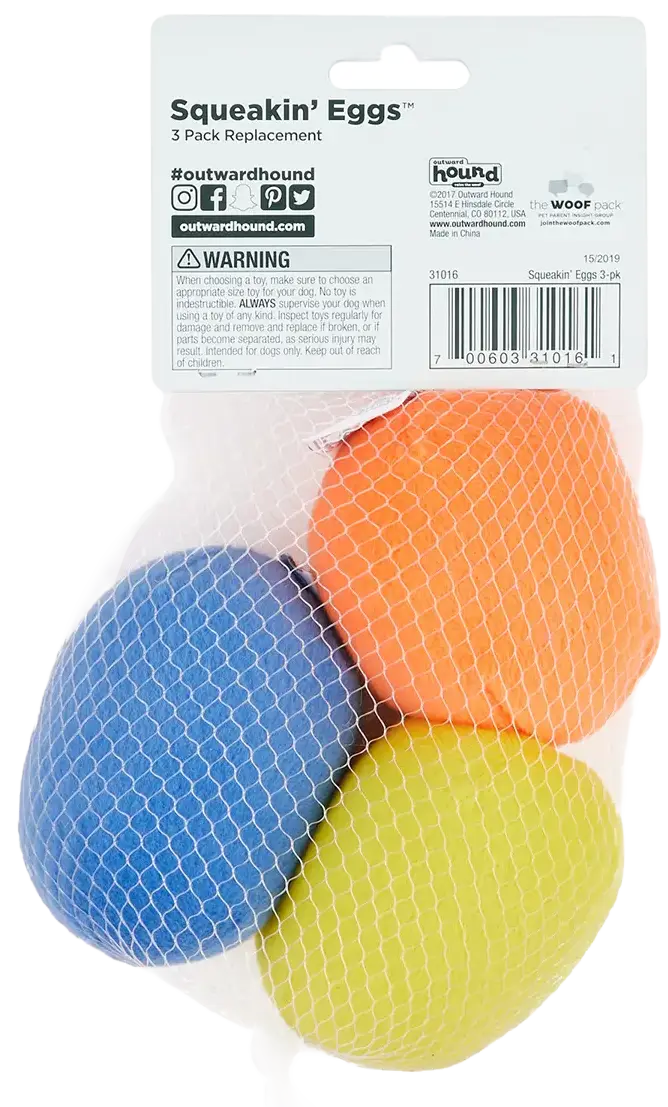 Outward Hound Squeakin' Eggs Plush Replacement Dog Toys 3 Count