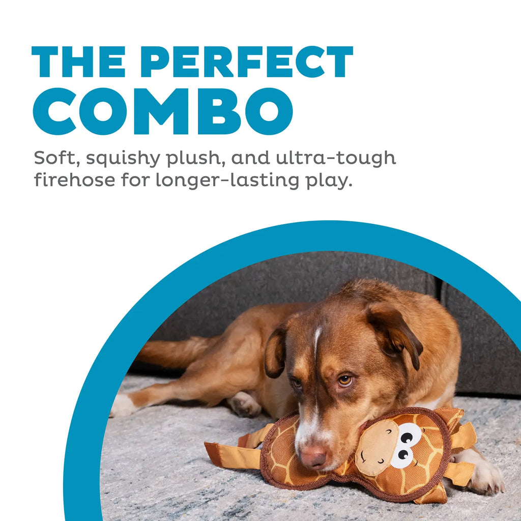 Outward Hound Fire Biterz Giraffe Firehose Plush Dog Toy Brown Medium