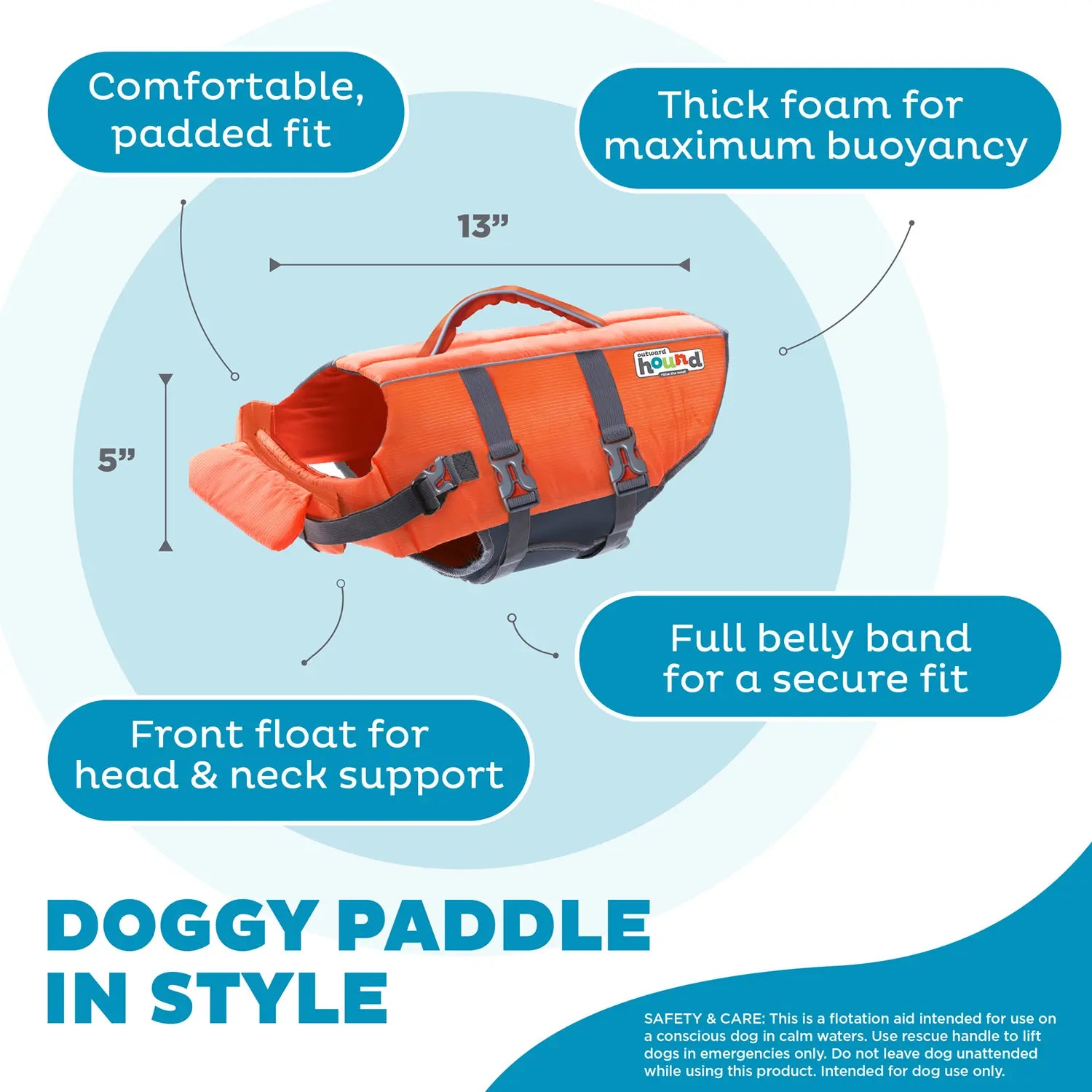 Outward Hound Granby Ripstop Dog Life Jacket Orange Small