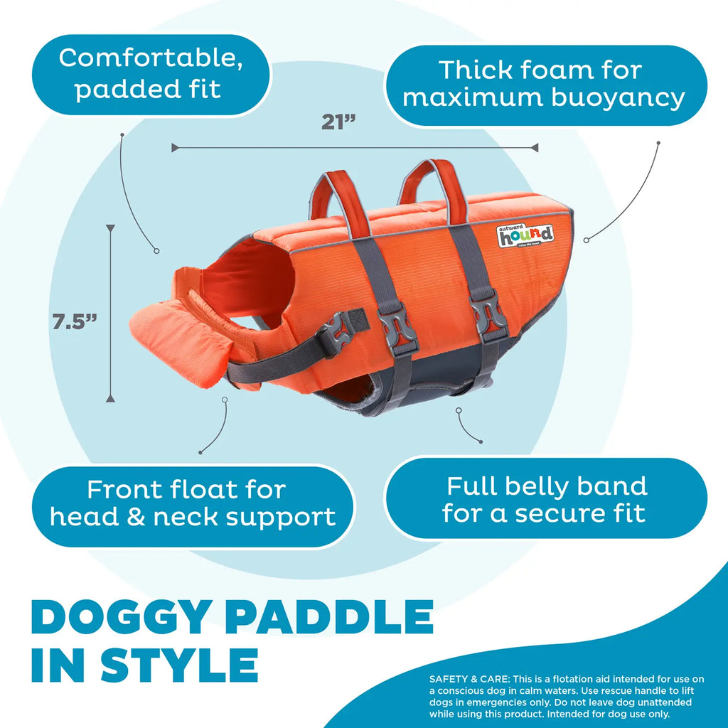 Outward Hound Granby Ripstop Dog Life Jacket Orange Extra Large