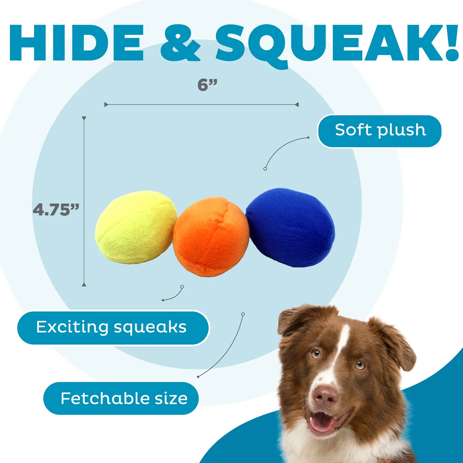 Outward Hound Squeakin' Eggs Plush Replacement Dog Toys 3 Count