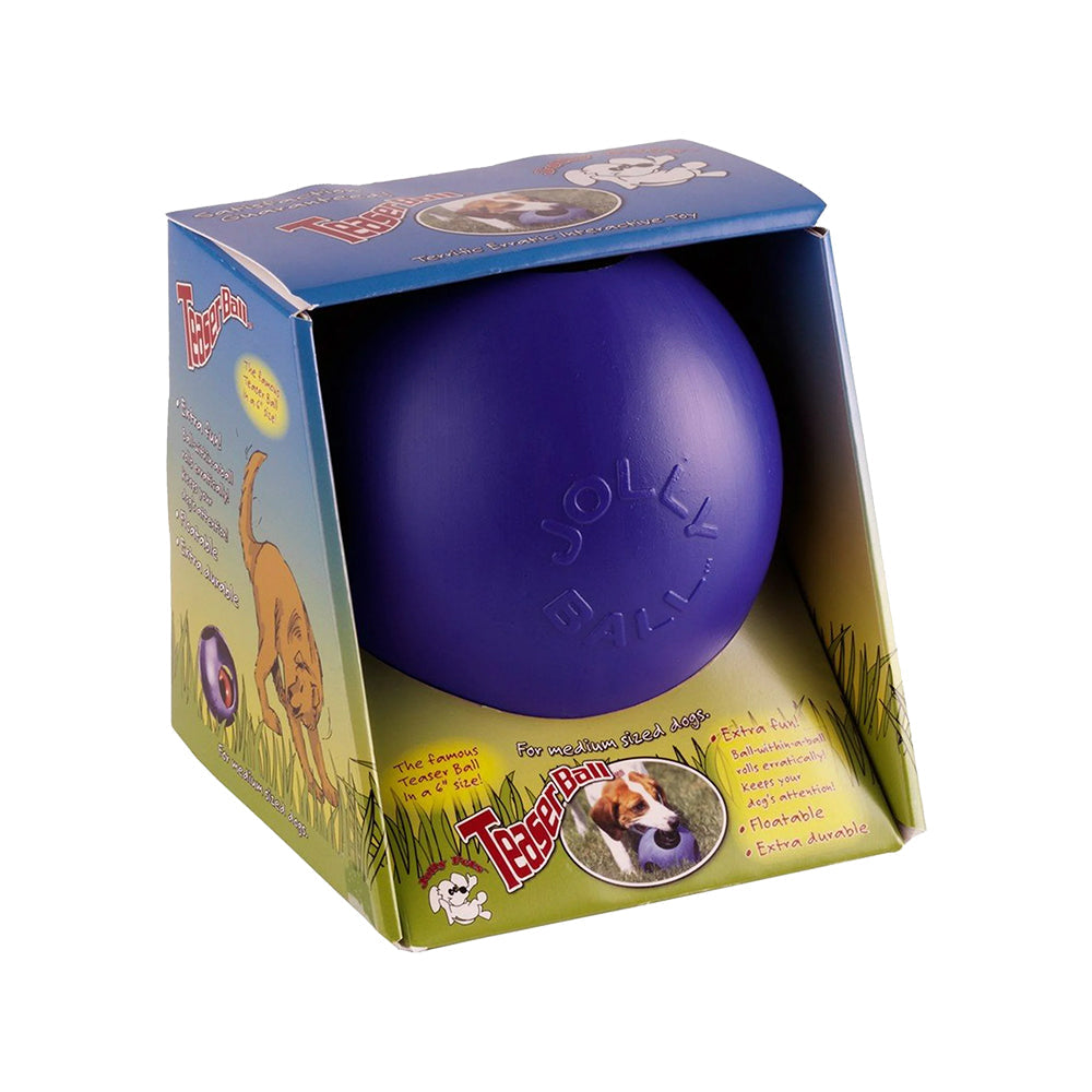Jolly Pet Teaser Ball Dog Toy Blue Medium 6-in