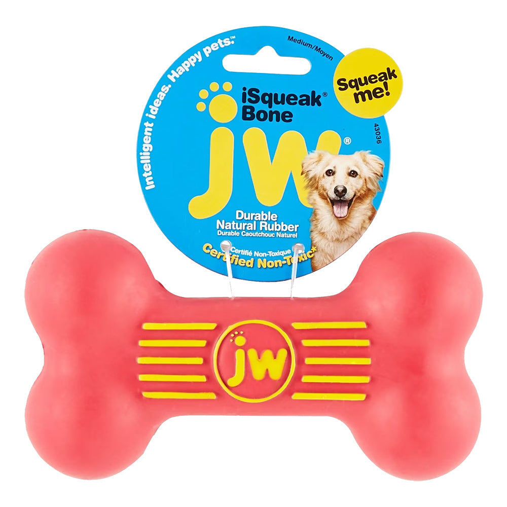 JW Pet iSqueak Bone Dog Toy Assorted Medium