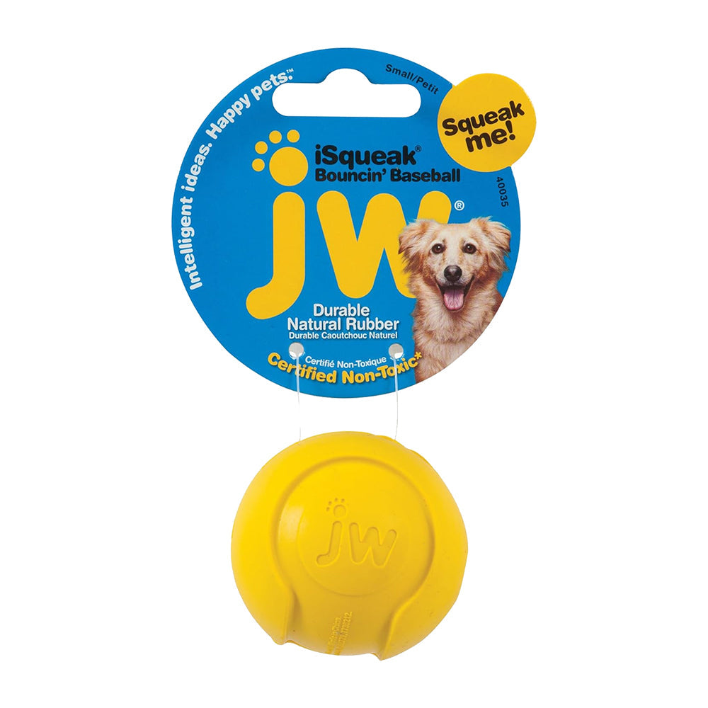 JW Pet iSqueak Bouncin' Baseball Dog Toy Assorted Small