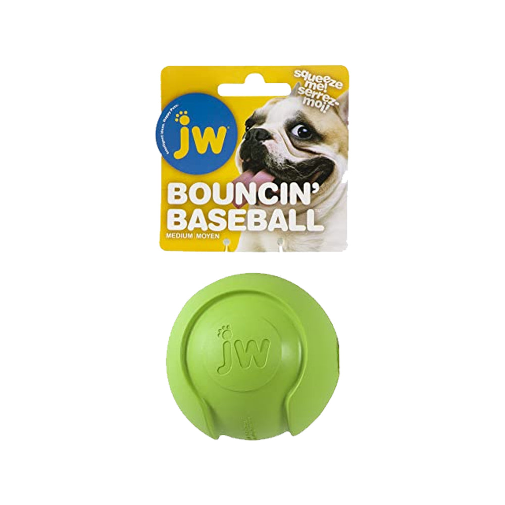 JW Pet iSqueak Bouncin' Baseball Dog Toy Assorted Medium