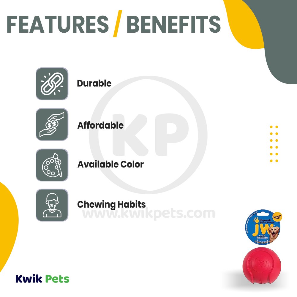 JW Pet iSqueak Bouncin' Baseball Dog Toy Assorted Large