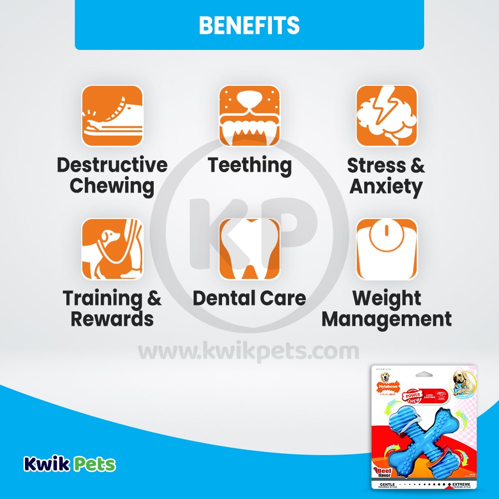 Nylabone Comfort Hold X Bone Power Chew Durable Dog Toy Beef Large/Giant - Up To 50 lbs