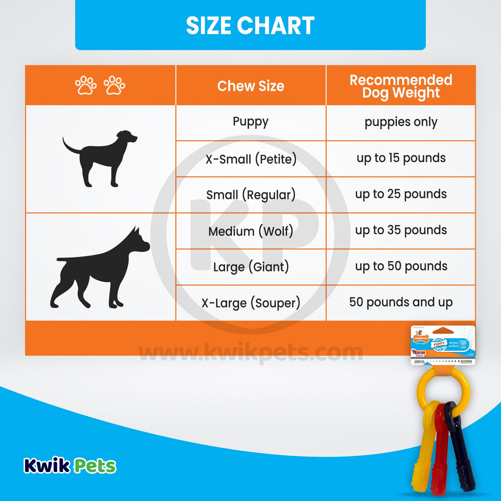 Nylabone Just for Puppies Teething Chew Toy Keys Bacon Medium/Wolf - Up To 35 lbs