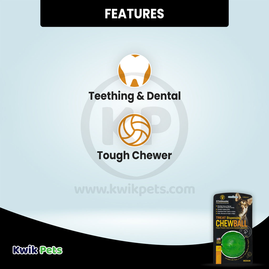 Starmark Fun Ball Dog Toy Green Medium 2.75-in