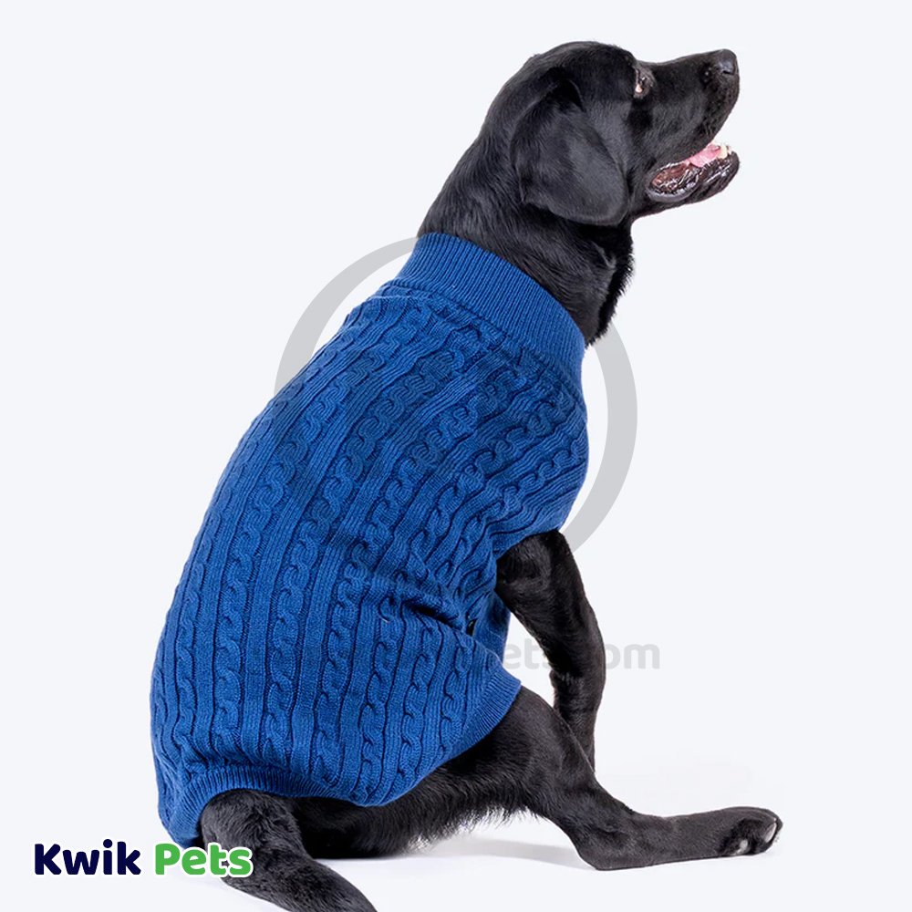 Fashion Pet Classic Cable Dog Sweater Cobalt Blue Extra-Large