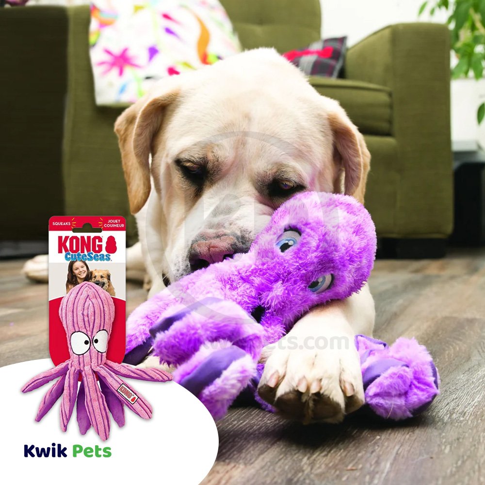 KONG CuteSeas Octopus Dog Toy Pink Purple Medium